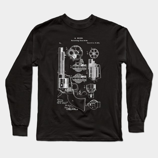 Mason Revolving Firearm Patent White Long Sleeve T-Shirt by Luve